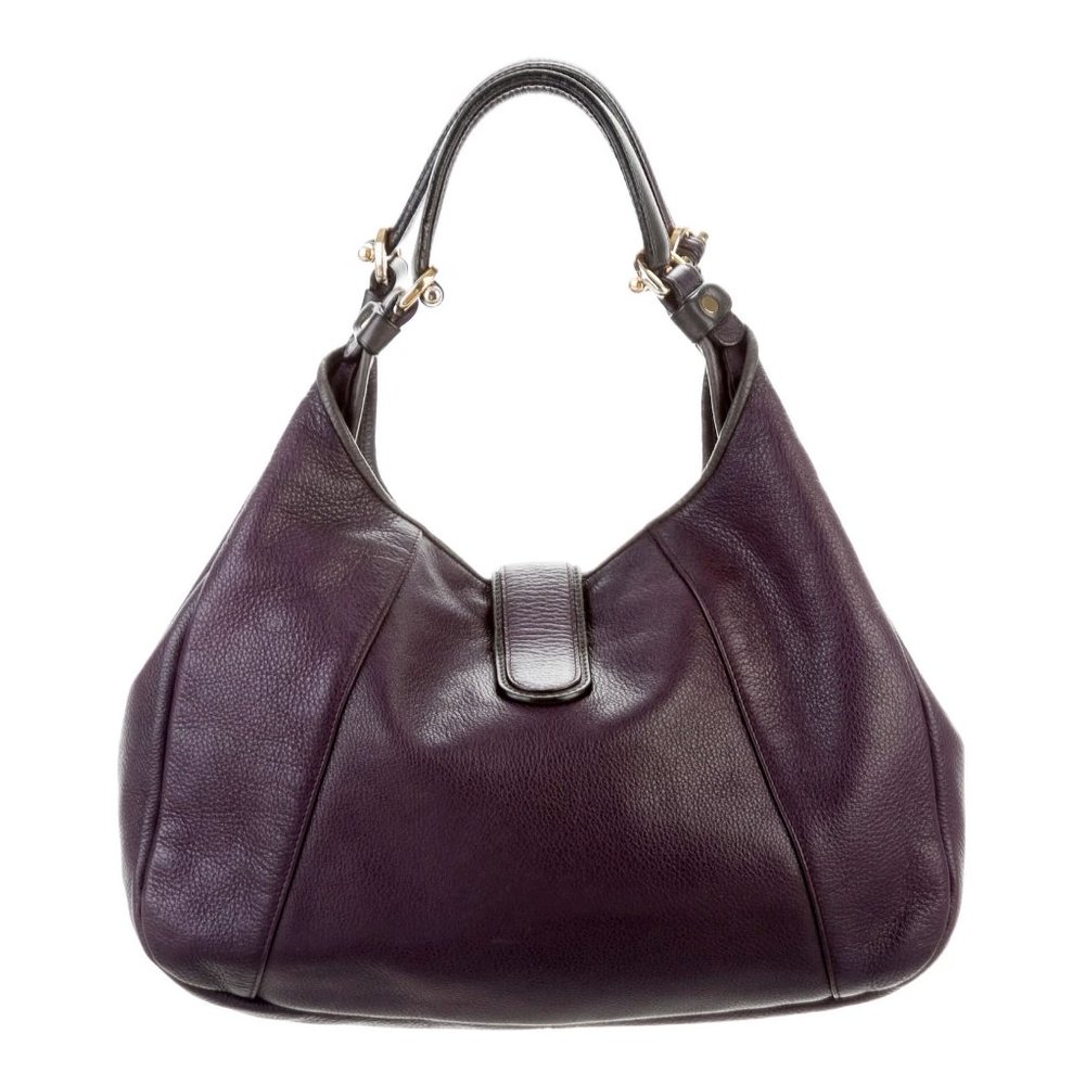 LOEWE Calle Purple Gray Trim Leather Hobo Bag - Picture 6 of 13